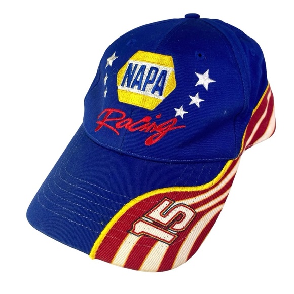 NAPA Racing Cap Michael Waltrip 15 Hat Patriotic American Flag Adjustable Nascar - Picture 1 of 9